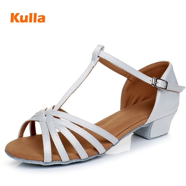 

white latin dance shoes kids girls ballroom dance shoes for women children's low heels 3cm salsa dancing wholesale sandals