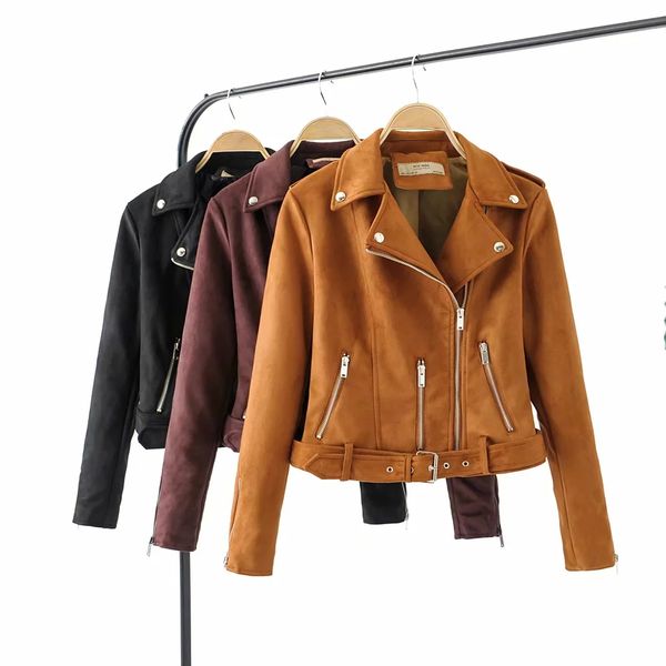 

klacwaya women suede leather jackets kl9812pt, Black