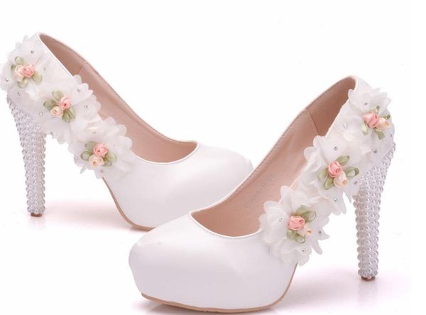 

women's shoes in spring and autumn high fine heel round head waterproof table flower @asd379, Black