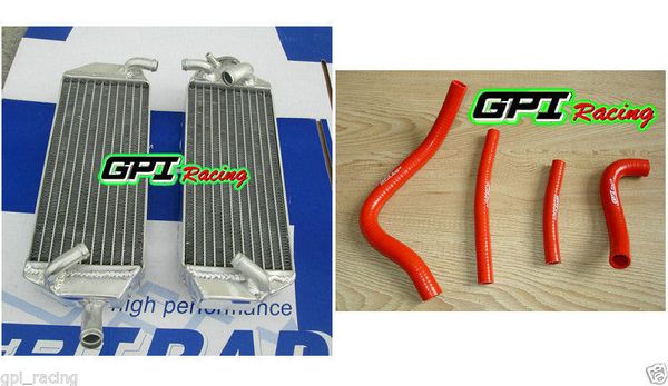 

gpi r&lh aluminum radiator + hose for rm250 rm 250 1996 -1998 1997 96 97 98 red hose