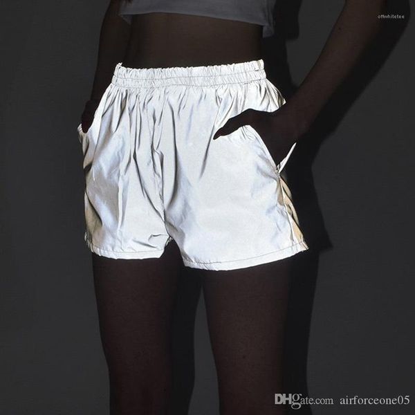 

shorts summer grey casual hiphop skateboard high waist shorts casual sports clothing women 3m reflective, White;black