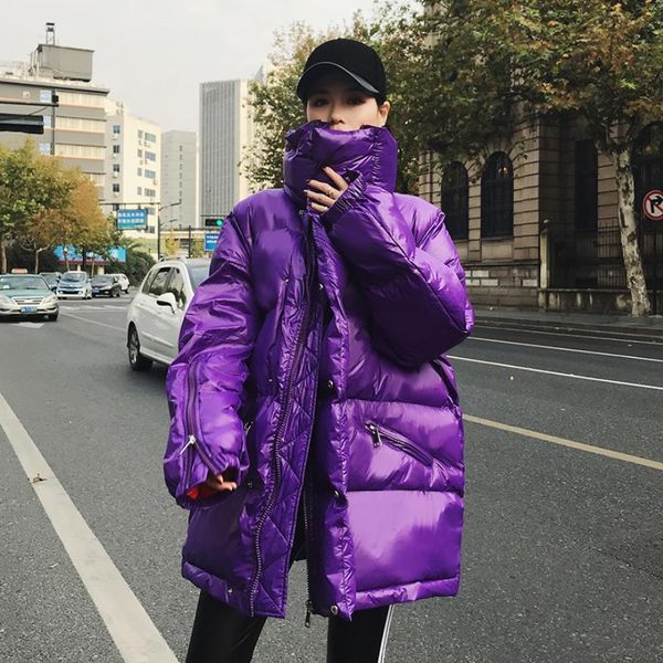 

hip-hop winter women's down cotton jacket high collar cotton-padded coat long sleeve thicker oversize outwear l1740, Black