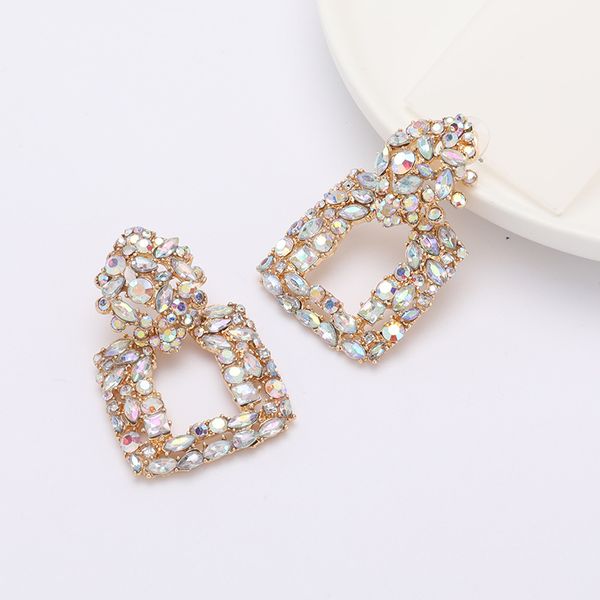

luxury rhinestone earrings for women 2020 square statement earrings glam earings big fashion jewellery, Silver