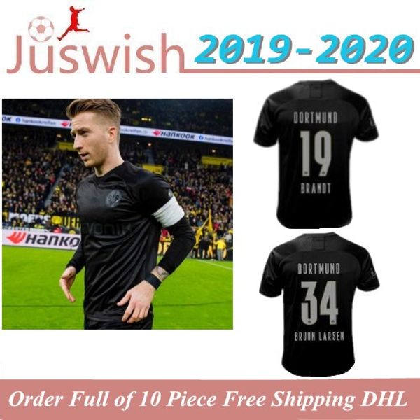 

thai bvb borussia dortmund 110th soccer jersey 19 20 gotze reus pulisic witsel jersey paco alcacer football shirt men, Black;yellow