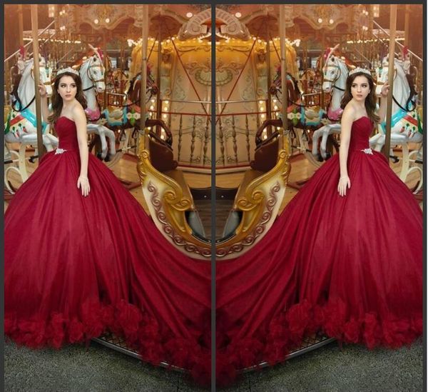 

burgundy organza luxury arabic sweetheart satin ball gown wedding dresses beaded stones sweep train wedding bridal gowns 2019, White