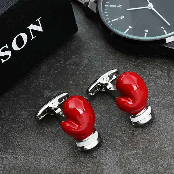 

hawson men funny red boxing gloves cufflinks for men shirt with gift box, Silver;golden