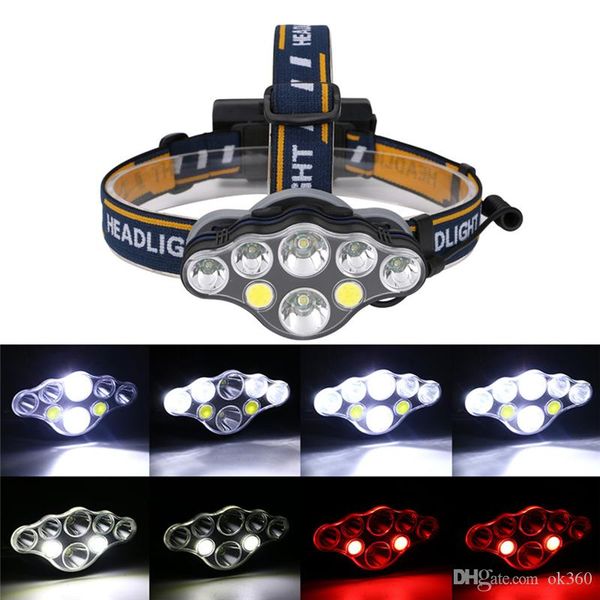 

40000lm headlight t6+red cob led head lamp usb rechargeabl head light 8 modes lantern lighting flashlight torch for camping