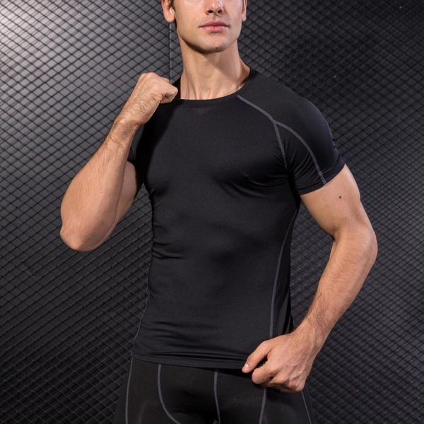 

running jerseys men's breathable t-shirt clothes skinny short sleeve fitness sports training stretch quick dry, Black;blue