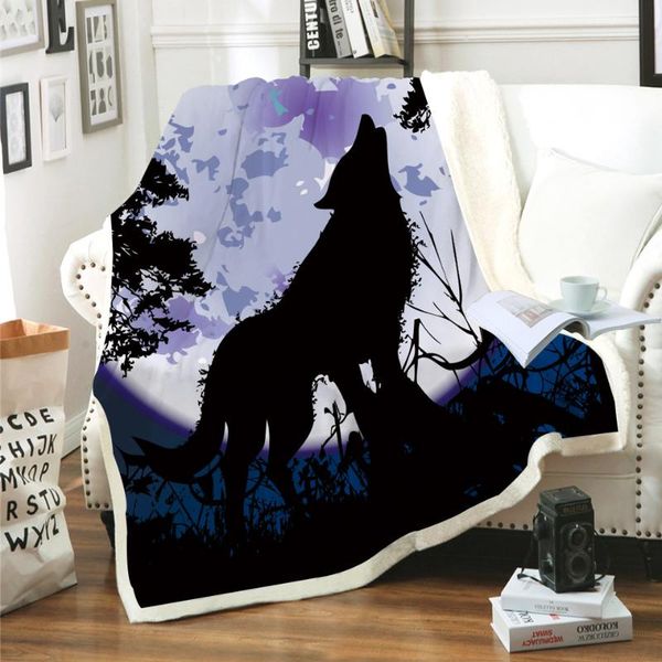 

animal wolf blanket 3d print sherpa blanket on bed kids girl flower home textiles dreamlike style