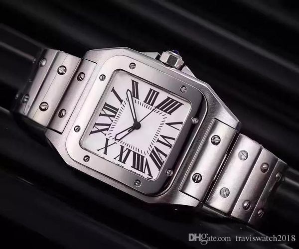 

Top Brand Men Square Watches Geneva Genuine Stainless Steel Quartz Watches High Quality Fashion Mens Santo Watches