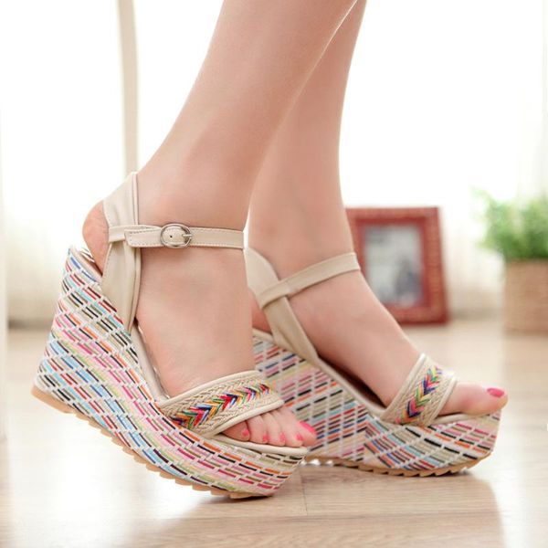 

wedge sandals womens open toe breathable wedges thick bottom buckle strap shoes roman sandals low heels walking sandal, Black