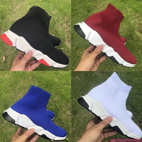 

2020 luxury designer shoes paris speed trainer men women triple black white prune royal grey fashion mens casual sock trainers sneakers