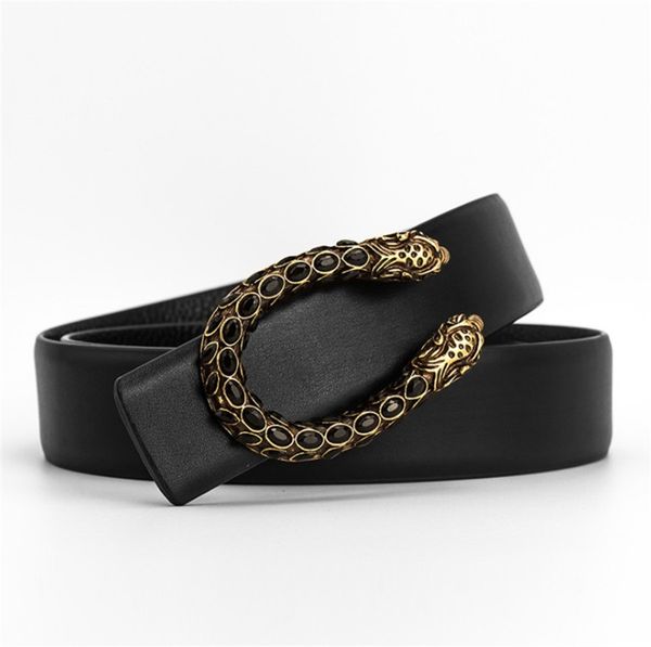 

man womens cowhide designer belt for mens woman tiger belt fashion smooth copper buckle belts width 34mm highly quality 4 color optional, Black;brown