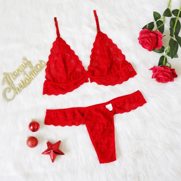 

lingerie lace bra set exotic sets woman plus size lace christmas bra panties set red underwear see through thong, Red;black