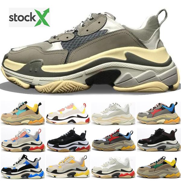 

stock x fashion crystal bottom paris 17fw triple s clear sole mens designer sneakers vintage dad platform women luxury casual shoes trainers, Black