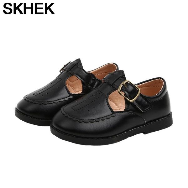 

skhek flats for children' college wind shoes autumn new bow princess shoes girls round-toe student baby, Black;grey