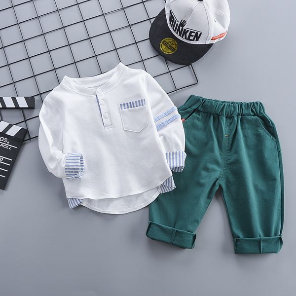 

baby boy весенняя одежда мода 2020 с длинными рукавами футболки топы + брюки 2шт детские наряды дети bebes беговые костюмы спортивные костюм, White