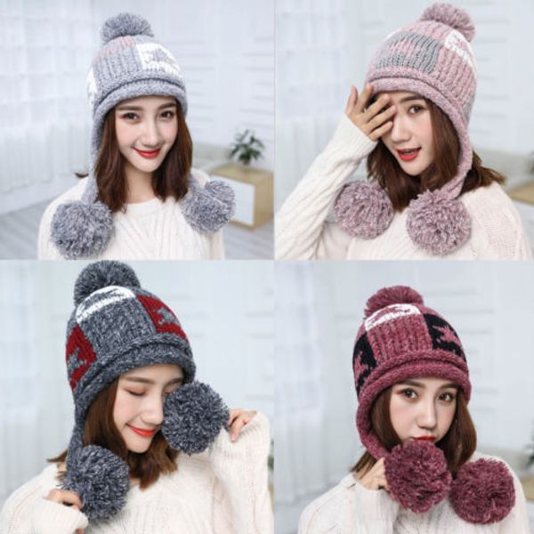 

fashion warm winter women beret braided baggy knit crochet beanie hat ski hats knitted ladies winter hats, Blue;gray