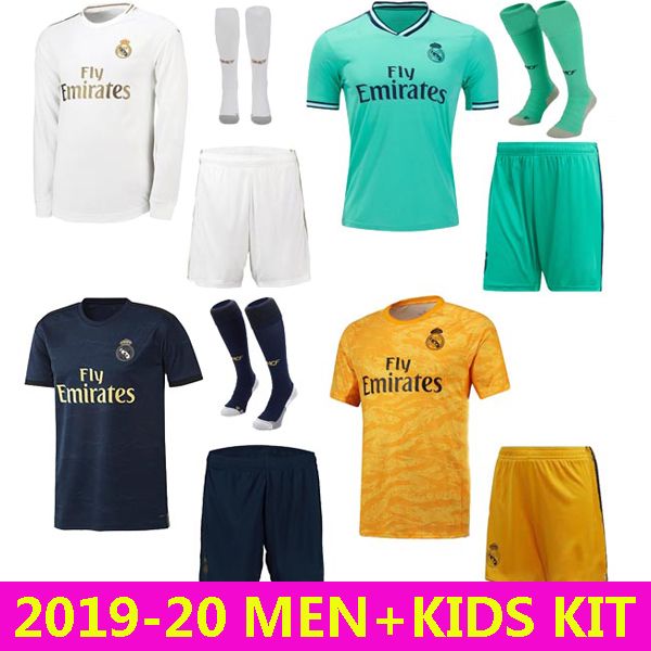 

2019/20 real madrid soccer jersey #7 hazard kids kits with socks 19/20 football shirt asensio modric isco child soccer sets, Black