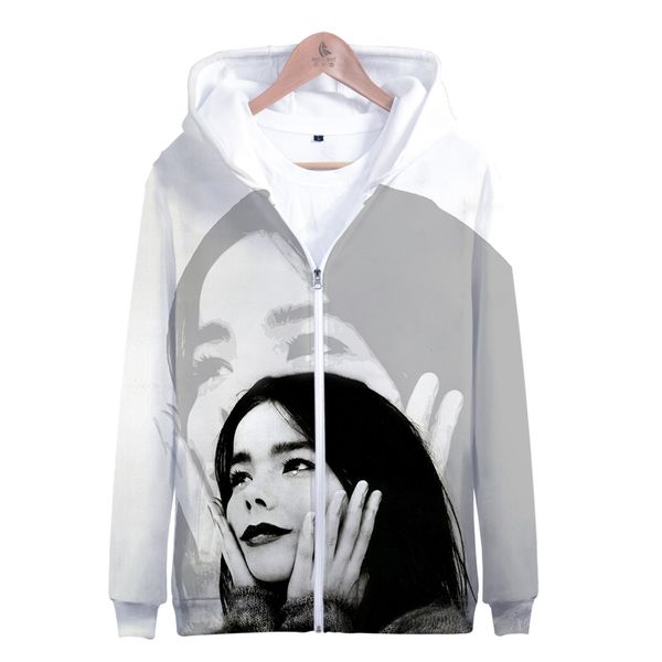 

bjork 2019 3d new zipper sweatshirt men's long-sleeved zipper hoodie men/women 3d fashion hip hop hoodie sweatshirt, Black