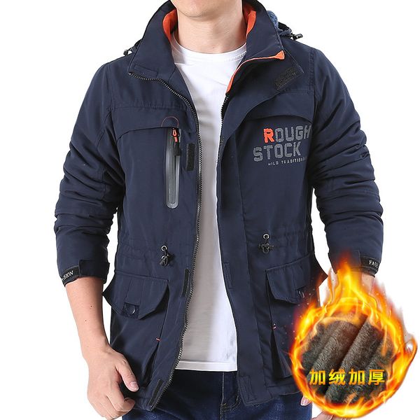 

men winter jacket 4xl thick warm parka fleece fur hooded jacket coat pockets windbreaker men tactical, Black;brown