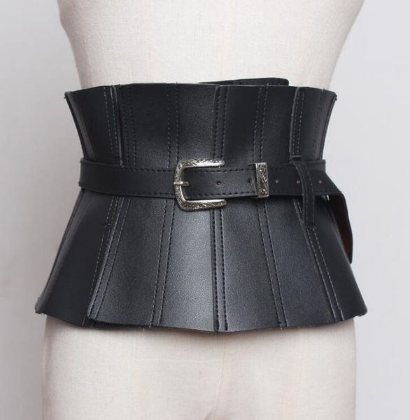 

women's runway fashion slim pu leather cummerbunds female dress coat corsets waistband belts decoration wide belt r1762, Black;brown
