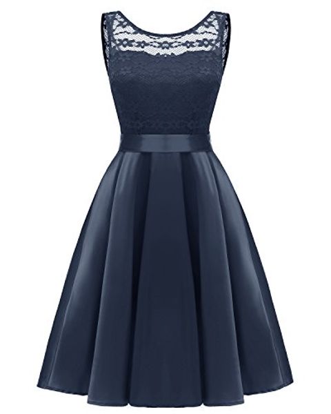 

gorgeous bridal women's vintage floral lace sleeveless jewel swing casual cocktail bridesmaid dresses, Black;gray