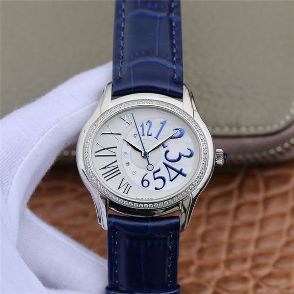 

orologio di lusso 77303be lady watches 35x39.5mm mother-of-pearl dial movement watches diamond watch (18k white gold inset 323 diamond, Slivery;brown