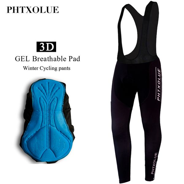 

phtxolue warm cycling bib trousers winter thermal mountain bike pants bicycle tights coolmax 3d gel pad cycling bib pants, Black