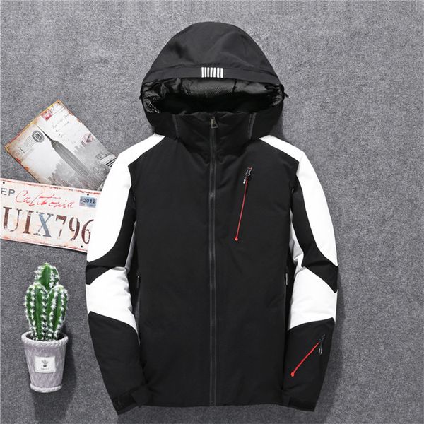 

2019 fashion clothes men down coats print patchwork loose thick wnter down jackets men stand collar zip puffer jacket, Black