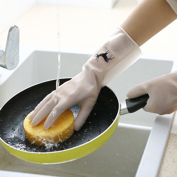 

1pair silicone dishes washing glove dishwashing scrubber kitchen bathroom toilet cleansing gloves housekeeping scrubbing gloves