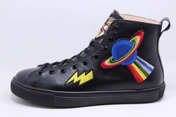 

sell genuine leather men women boot casual shoe designer sneaker tiger snake embroidery flat shoe woman man sneaker lady boy girl boot, Black