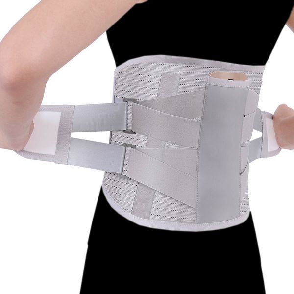 

orthopedic men women lumbar support back brace belt tourmaline self-heating magnetic widen waist belt steel bone with 3pcs pad, Black;gray