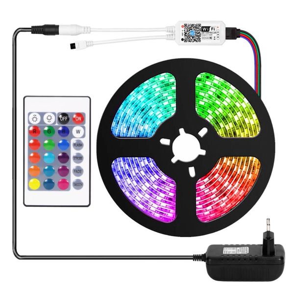 

rgb светодиодные полосы света 5050 5м 10м беспроводной светодиодный свет сид rgb ленты диодов гибкий адаптер контроллер ленты dc 12 в компле