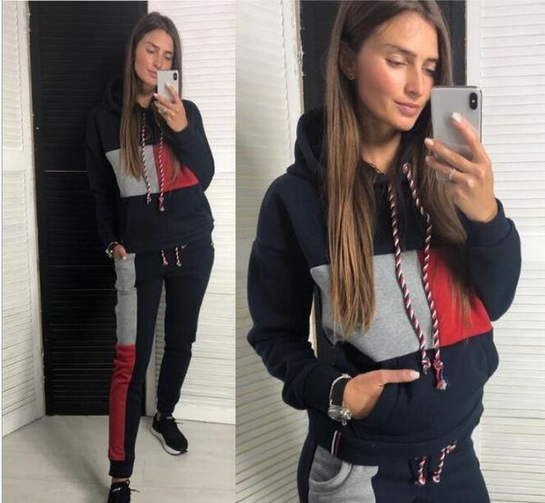 

2020 piece set костюмы женщин одежда с длинным рукавом с капюшоном верхняя и bodycon pant sweat suit matching наборы 2 шт outfitster спортив, White