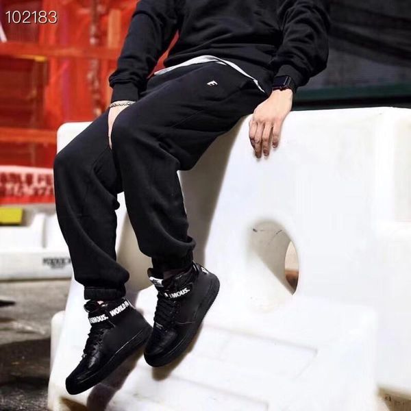 

18fw коробка логотип сгущает спортивные штаны роскошные уличные хип-хоп осень зима брюки теплые молодые повседневные уличные брюки брюки спо, Black