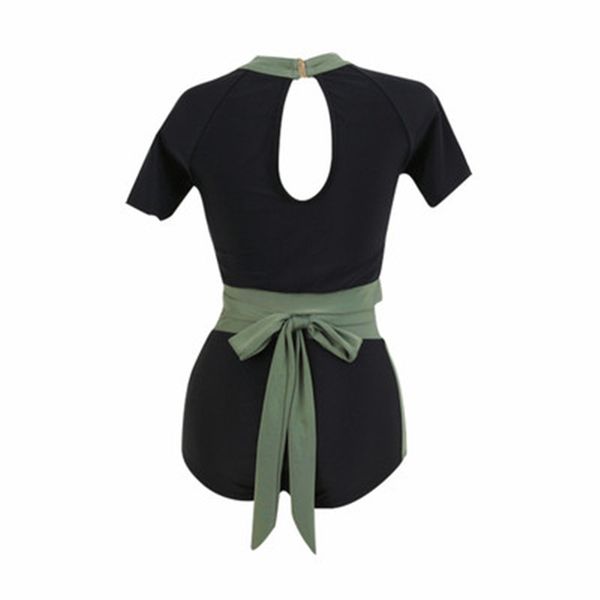 

short-sleeved sunscreen, conservative high-waist, belly-covering, lean, split two-piece swimsuit for women
