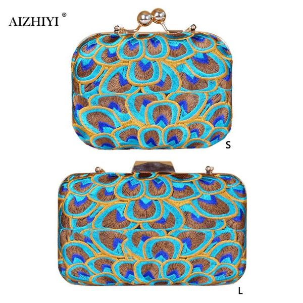 

vintage ethnic peafowl women clutch purses dinner handbag evening bag canvas chain wedding handbag party bolsos de fiesta mujer