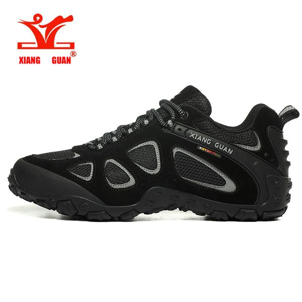 

xiang guan new arrival classics style men hiking shoes lace up men sport shoes outdoor jogging trekking sneakers fast free, Black