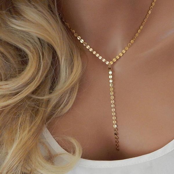 

shdede women's chain necklace short neck chain metal sequin neutral necklace for women new fashion, Silver