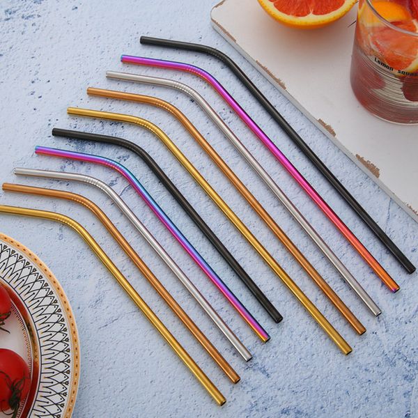 

800pcs 265mm*6mm long stainless steel metal drinking reusable straws party cocktail party for 30oz 20oz mug 5 colors with