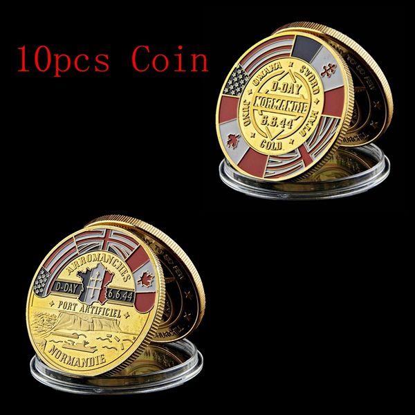 

10pcs the great war d-day normandy war 70th anniversary gold plated military challenge coin