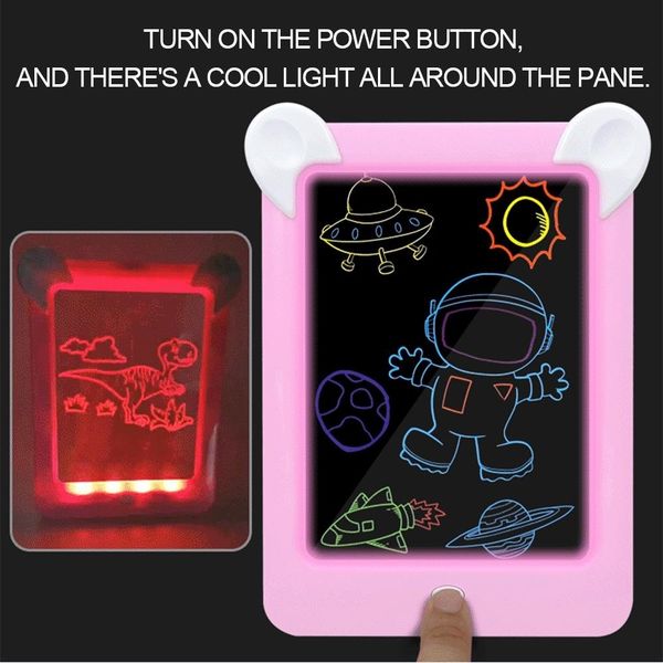 

led artboard student painting write graffiti glowing drawing board blue/pink interesting cartoon magic drawing board child art, Black;red