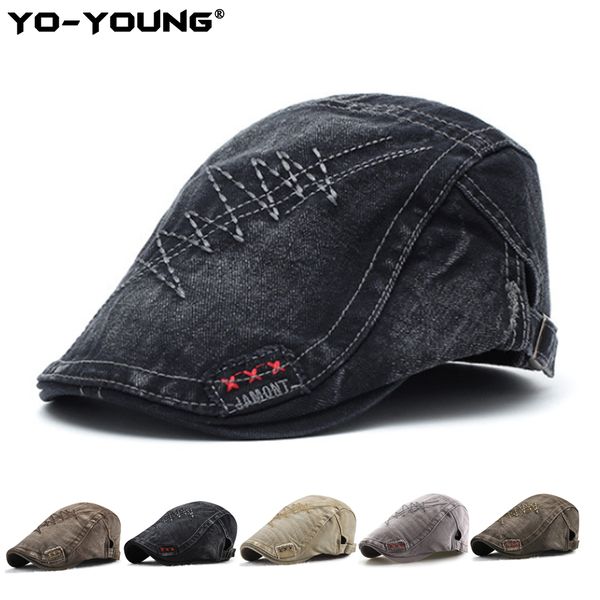 

yo-young vintage беретов cap hat мужчины весна осень береты hat кость мужчины плоские шляпы повседневный мужской спортивные шапки хлопок шля, Blue;gray