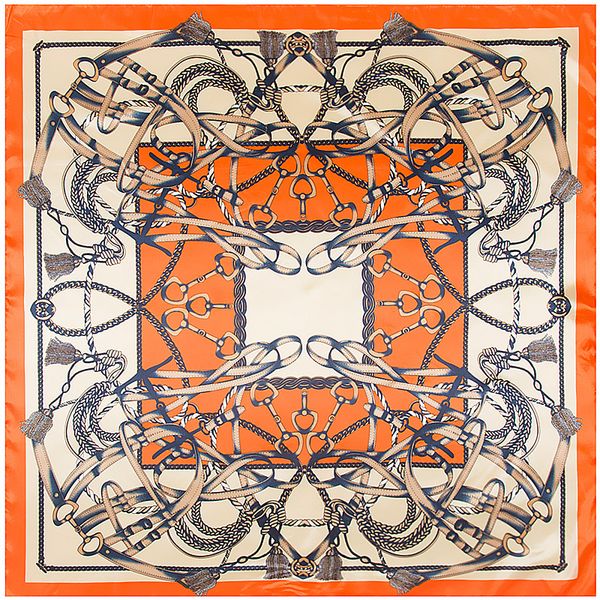 

mai tong scarves 90cm * 90cm new classic lady in orange scarf chain silk large square scarves 441, Blue;gray