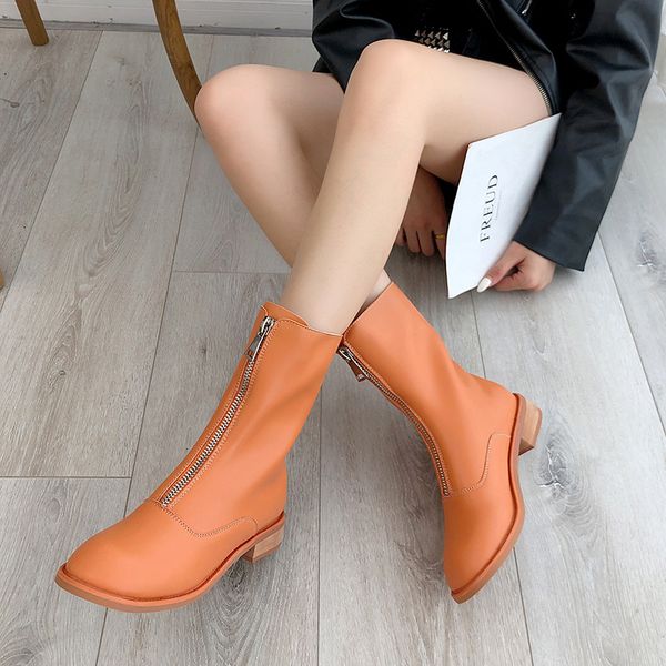 

women fashion boots solid color spring autumn ladies round head long boots female lace up zapatos de mujer, Black