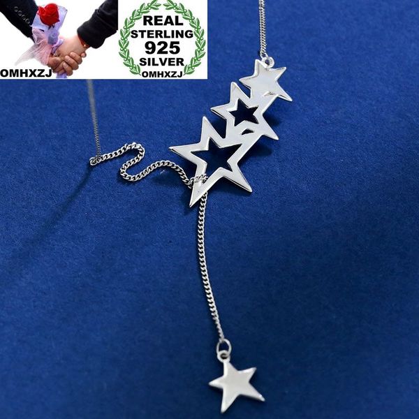 

omhxzj wholesale european fashion woman girl party wedding gift star tassel 925 sterling silver pendant necklace na22