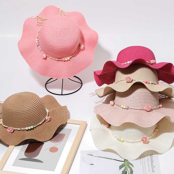 

womens beach sun straw hat uv upf50 travel foldable brim summer uv hat beautiful floral flowers pink, Blue;gray