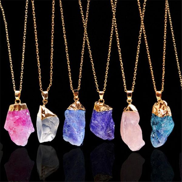 

irregular necklace crystal quartz stone pendant necklace natural new women jewelry party gift, Silver