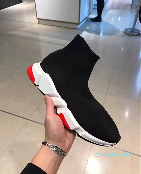 

new brands designers men womens speed trainer slip-on sneakers air wool knit sock shoes women socks co01, Black